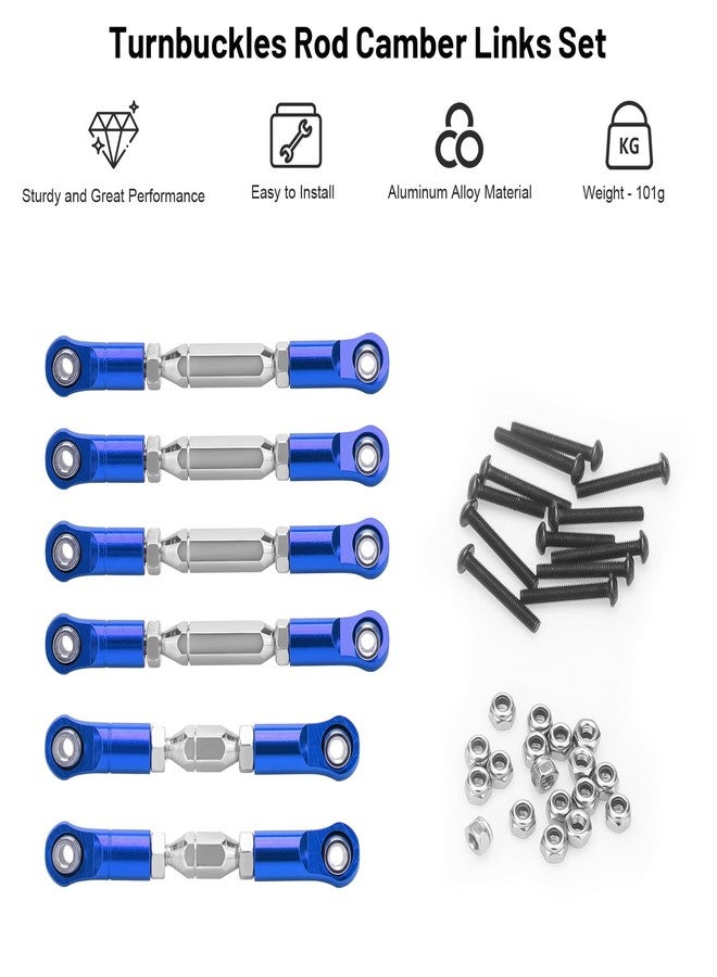daitoku Turnbuckles Rod Camber Links, daitoku RC Turnbuckles Link Adjustable Steering Linkage Tie Rods for Arrma Granite 4X4 Senton 4X4 Mega550 1/10 RC Car (Blue) - Image 2